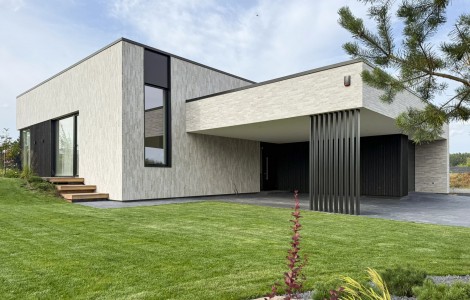 Vieno aukšto projektai su plokščiu stogu